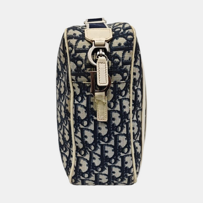 DIOR Rasta Blue Coated Canvas Monogram Crossbody Tote Shoulder Bag Silver Hardware-(SKU)-954926887