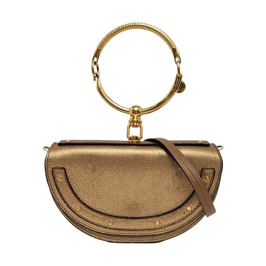 Chloé Nile Golden Cowhide Crossbody Single Shoulder Bag Handbag Golden hardware Removable shoulder strap-(SKU)-954874454