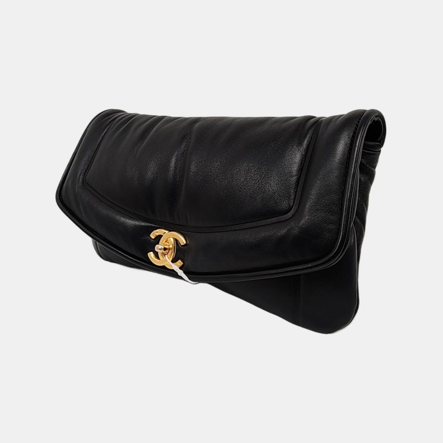 CHANEL VINTAGE PUFFY Black Lamb Leather Handbag with Gold Hardware 28 opening-(SKU)-954943772