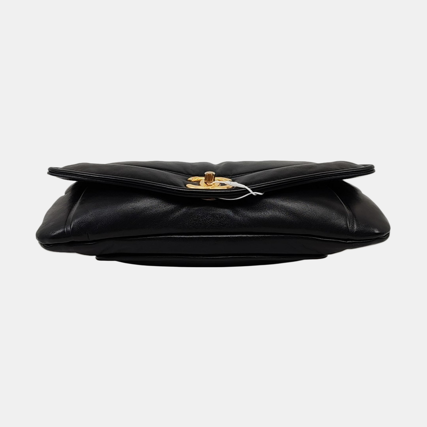 CHANEL VINTAGE PUFFY Black Lamb Leather Handbag with Gold Hardware 28 opening-(SKU)-954943772