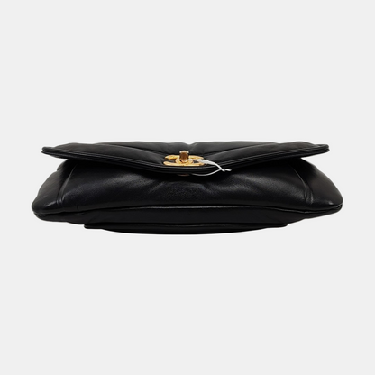 CHANEL VINTAGE PUFFY Black Lamb Leather Handbag with Gold Hardware 28 opening-(SKU)-954943772