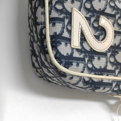 DIOR Rasta Blue Coated Canvas Monogram Crossbody Tote Shoulder Bag Silver Hardware-(SKU)-954926887