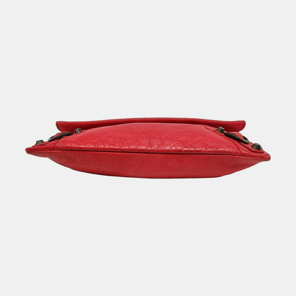 BALENCIAGA Classic City Red sheepskin studded fringe handbag single shoulder bag crossbody bag Black hardware-(SKU)-954876538