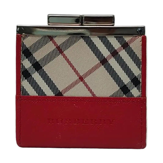 BURBERRY Red Cowhide Embossed Card Case Silver Hardware-(SKU)-942668927