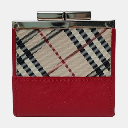 BURBERRY Red Cowhide Embossed Card Case Silver Hardware-(SKU)-942668927