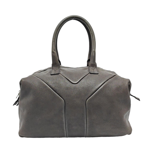 YSL EASY Medium size Dark Grey Leather Quilted Handbag Silver Hardware-(SKU)-955054552