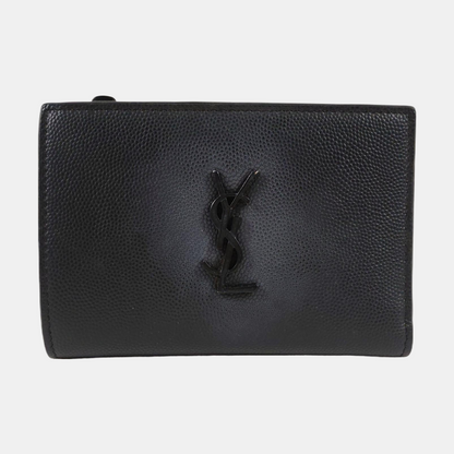YSL Black Cowhide lychee patternWallet Black hardware-(SKU)-955350778