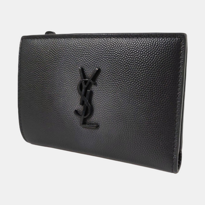 YSL Black Cowhide lychee patternWallet Black hardware-(SKU)-955350778