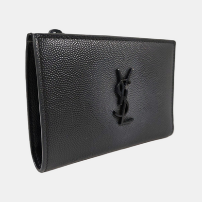 YSL Black Cowhide lychee patternWallet Black hardware-(SKU)-955350778