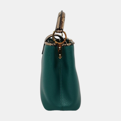 LOUIS VUITTON CAPUCINES BB Green Leather Diagonal Shoulder Bag with Detachable Strap-(SKU)-955038701
