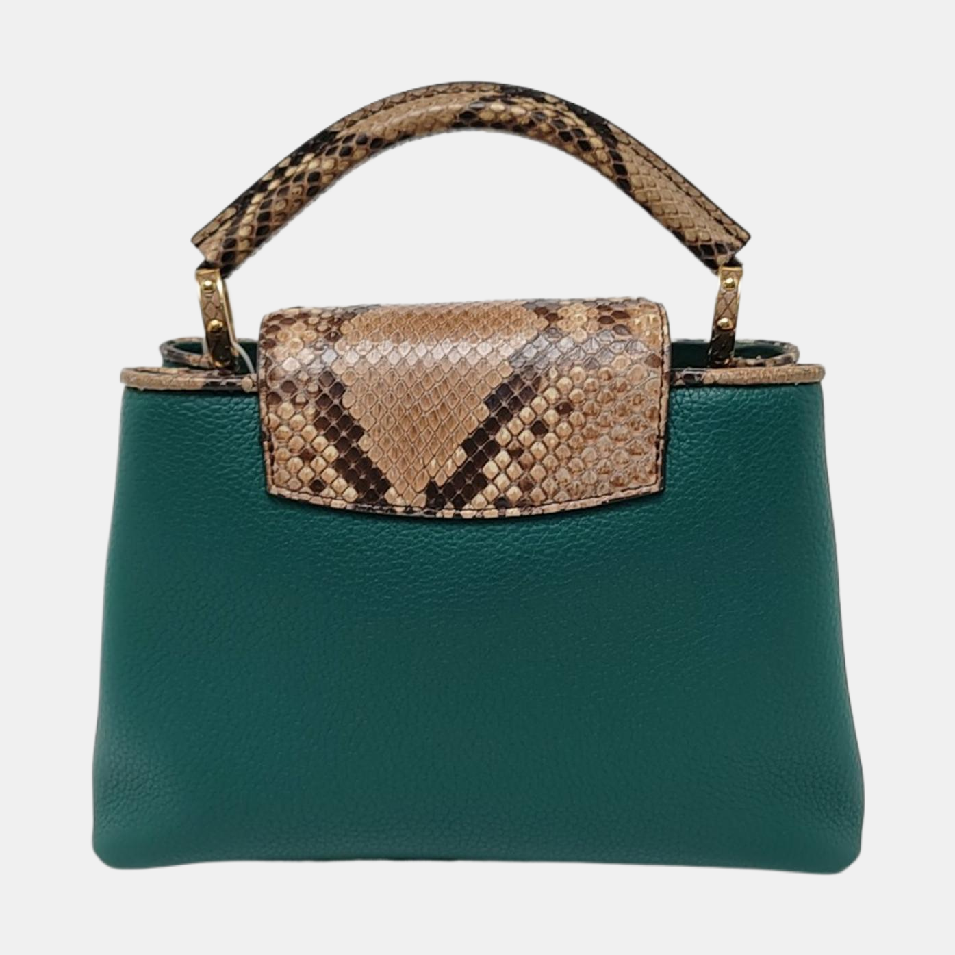 LOUIS VUITTON CAPUCINES BB Green Leather Diagonal Shoulder Bag with Detachable Strap-(SKU)-955038701