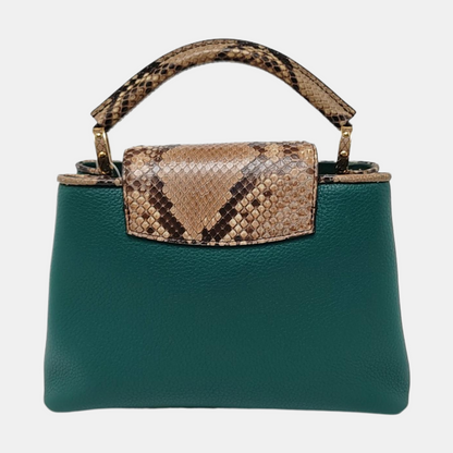 LOUIS VUITTON CAPUCINES BB Green Leather Diagonal Shoulder Bag with Detachable Strap-(SKU)-955038701