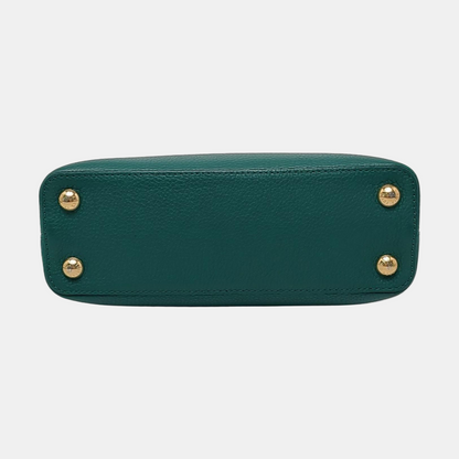 LOUIS VUITTON CAPUCINES BB Green Leather Diagonal Shoulder Bag with Detachable Strap-(SKU)-955038701