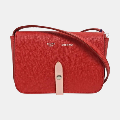 CELINE Red cowhide shoulder bag crossbody bag Silver Hardware-(SKU)-955217814
