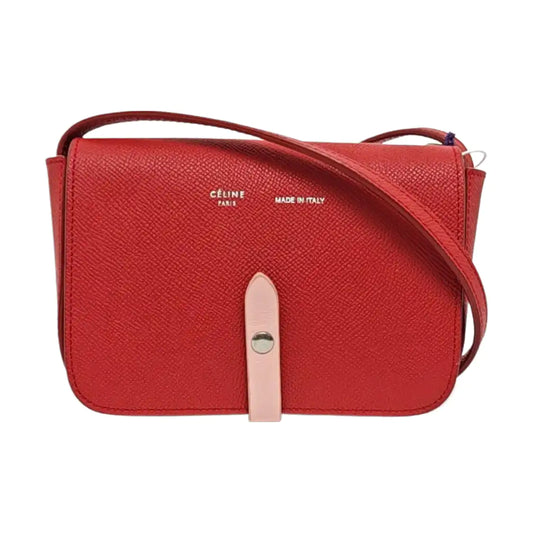 CELINE Red cowhide shoulder bag crossbody bag Silver Hardware-(SKU)-955217814