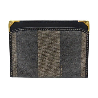 FENDI Brown Coated Canvas Card Holder Golden hardware-(SKU)-955270399