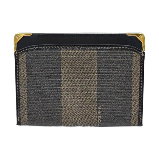 FENDI Brown Coated Canvas Card Holder Golden hardware-(SKU)-955270399