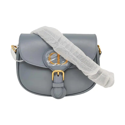 DIOR Bobby Small Blue Leather Crossbody Bag, Shoulder Bag, Tote Bag, Golden Hardware, Removable Strap-(SKU)-953184664