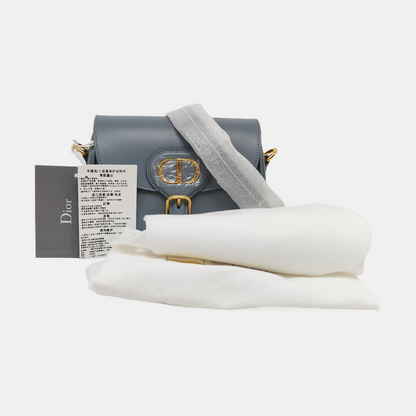 DIOR Bobby Small Blue Leather Crossbody Bag, Shoulder Bag, Tote Bag, Golden Hardware, Removable Strap-(SKU)-953184664