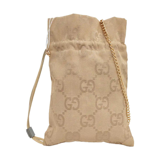 GUCCI Bucket bag Beige Canvas Monogrammed Handbag Golden Silver Hardware-(SKU)-955357697