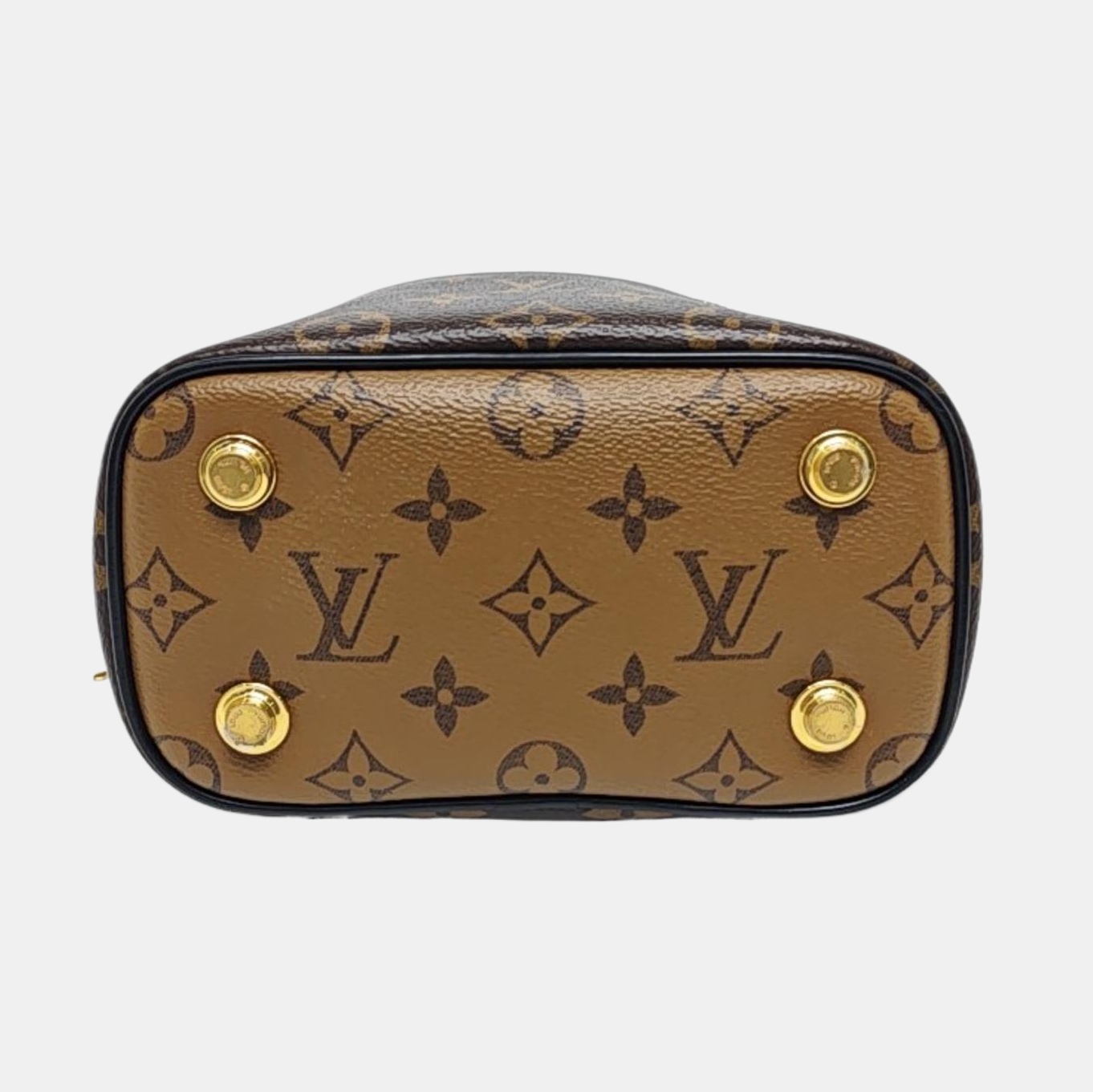 LOUIS VUITTON VANITY CHAIN POUCH Small Brown Coated Canvas Monogram Vernis Cosmetic Bag Shoulder Bag Crossbody Bag Handbag Gold Hardware Removable Shoulder Strap-(SKU)-955510928