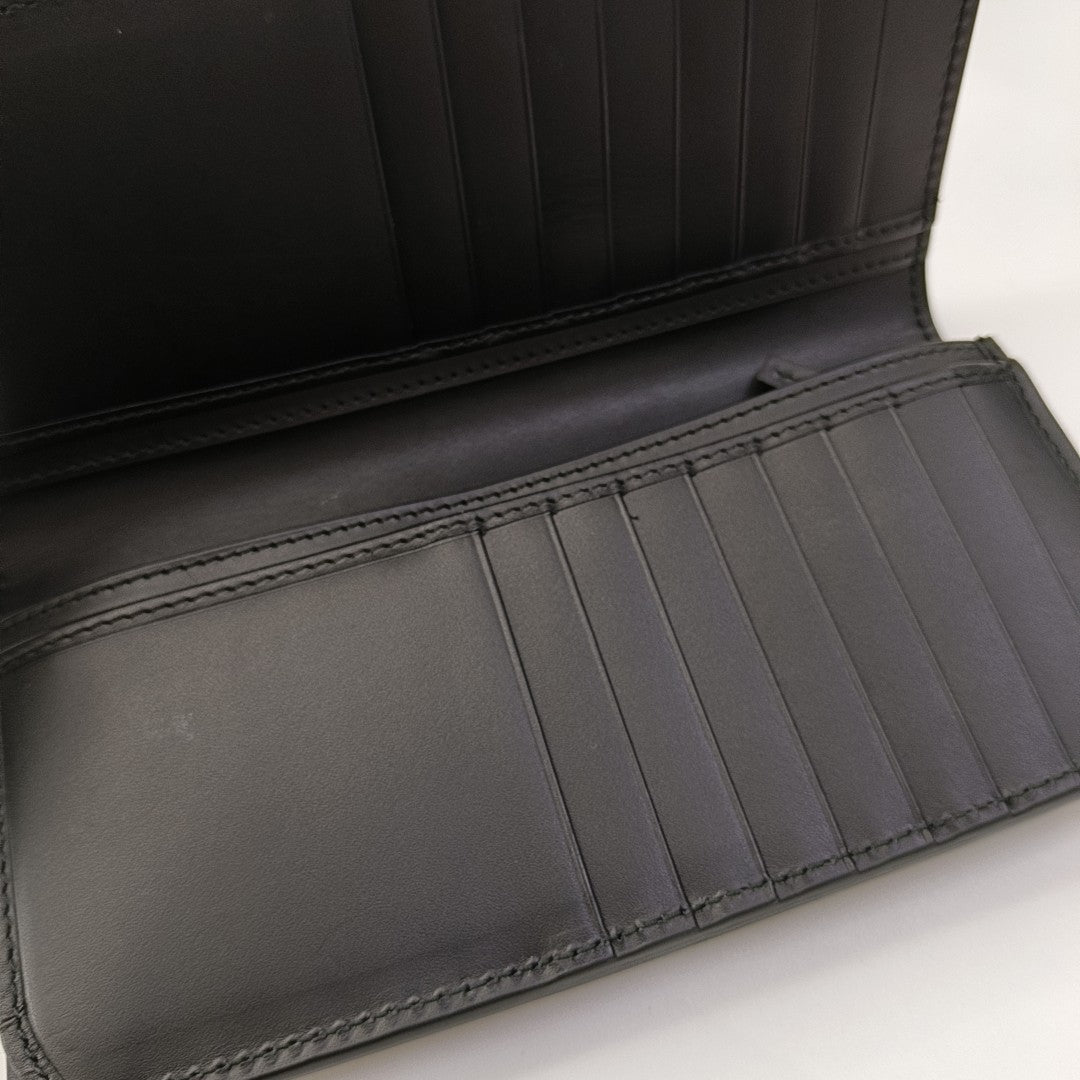 GUCCI Black Leather Printed Wallet Black hardware-(SKU)-955577139
