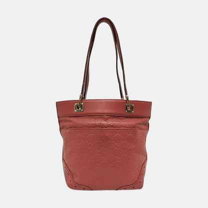 GUCCI Ligne Shima Beige Calf Leather Monogrammed Ripple Texture Single Shoulder Bag Handbag Golden hardware-(SKU)-955507212