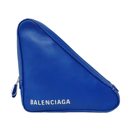 BALENCIAGA Triangle Blue Cowhide Print Clutch Silver Hardware-(SKU)-955687445