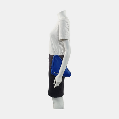 BALENCIAGA Triangle Blue Cowhide Print Clutch Silver Hardware-(SKU)-955687445