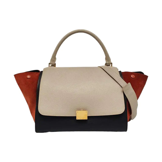 CELINE TRAPEZE Medium size Multicolor Leather Swing Bag Shoulder Bag Tote Bag Crossbody Bag Golden hardware Removable shoulder strap-(SKU)-955616288