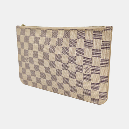 LOUIS VUITTON NEVERFULL Large size White Coated Canvas Checkered Shopping Bag Handbag Golden hardware-(SKU)-955820741