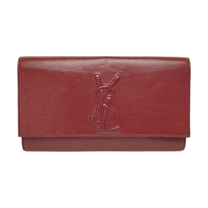 YSL BELLE JOUR Large size Brick Red Patent Leather Quilted Clutch Golden hardware-(SKU)-955692899