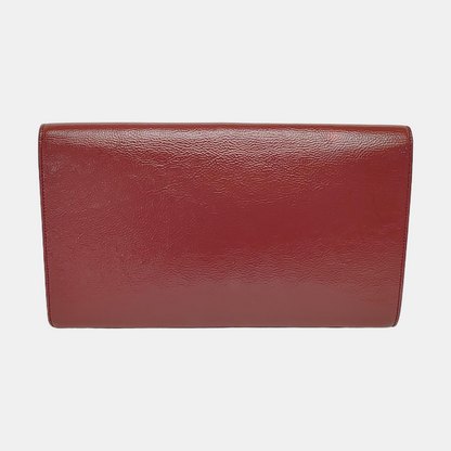 YSL BELLE JOUR Large size Brick Red Patent Leather Quilted Clutch Golden hardware-(SKU)-955692899