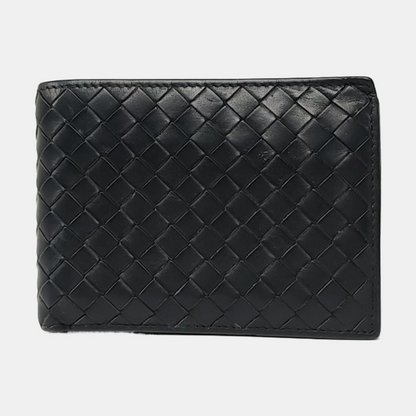 BOTTEGA VENETA Black Sheepskin Woven Wallet-(SKU)-955363008