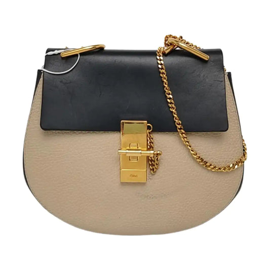 Chloé Drew Medium size Beige Cowhide Piglet Bag with Shoulder and Crossbody Strap Golden hardware-(SKU)-955598189