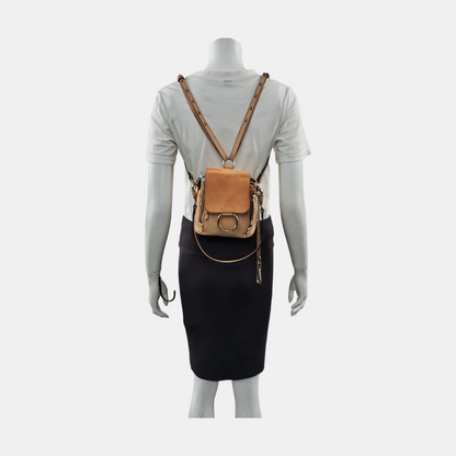 Chloé Faye mini Khaki Cowhide Single Shoulder Bag Backpack Golden hardware shoulder straps-(SKU)-955720331