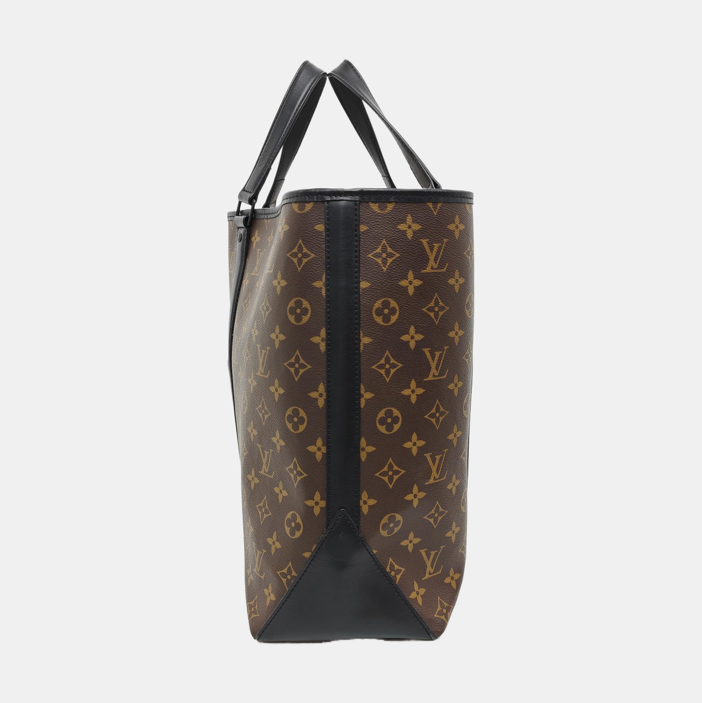LOUIS VUITTON WEEK-END Large Size Brown Coated Canvas Monogram Single Shoulder Bag Handbag Black Hardware Removable Shoulder Strap-(SKU)-955520114