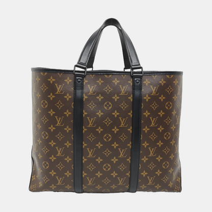 LOUIS VUITTON WEEK-END Large Size Brown Coated Canvas Monogram Single Shoulder Bag Handbag Black Hardware Removable Shoulder Strap-(SKU)-955520114