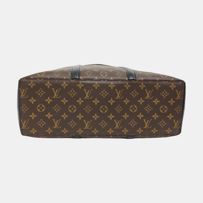 LOUIS VUITTON WEEK-END Large Size Brown Coated Canvas Monogram Single Shoulder Bag Handbag Black Hardware Removable Shoulder Strap-(SKU)-955520114