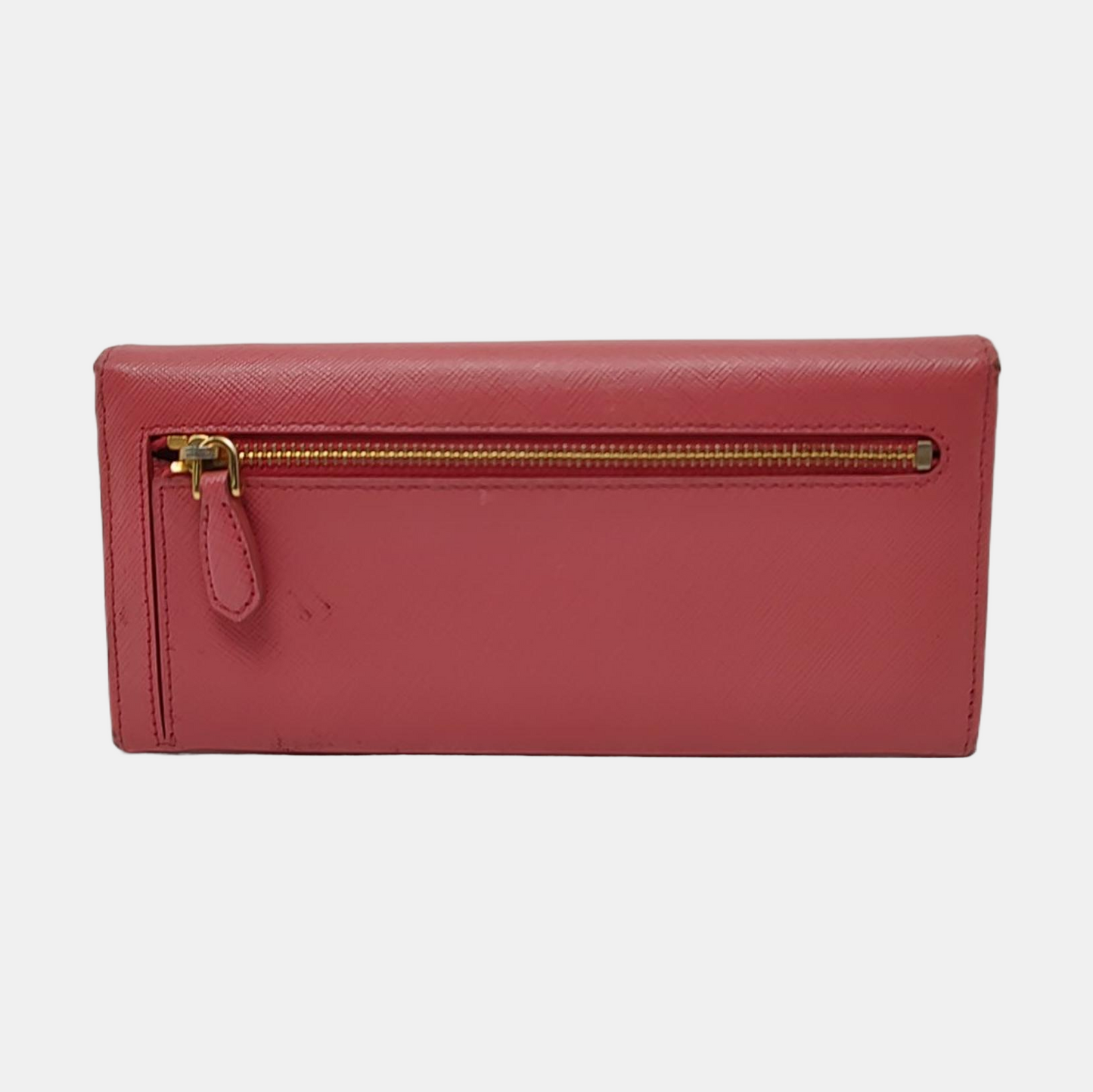 PRADA Pink cowhide cross-grain wallet Golden hardware-(SKU)-955720758
