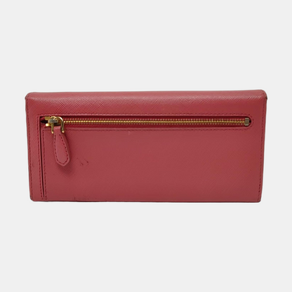 PRADA Pink cowhide cross-grain wallet Golden hardware-(SKU)-955720758