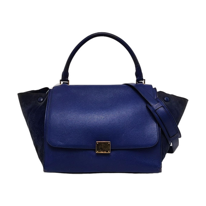 CELINE TRAPEZE Medium size Dark Blue Cowhide Swing Bag Single Shoulder Bag Handbag Golden hardware Removable shoulder strap-(SKU)-955832797