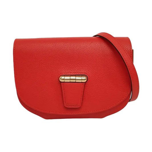 HERMÈS Convoyeur Mini Tomato Red Evercolor Leather Shoulder Bag with Detachable Strap, Silver Hardware, X, Detachable Strap-(SKU)-955932809