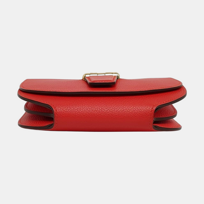 HERMÈS Convoyeur Mini Tomato Red Evercolor Leather Shoulder Bag with Detachable Strap, Silver Hardware, X, Detachable Strap-(SKU)-955932809