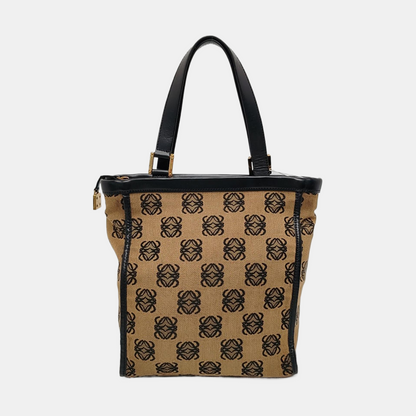 LOEWE Tote bag Brown Canvas Monogrammed Tote Bag Golden hardware-(SKU)-955759577