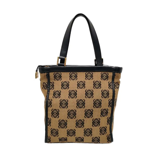 LOEWE Tote bag Brown Canvas Monogrammed Tote Bag Golden hardware-(SKU)-955759577