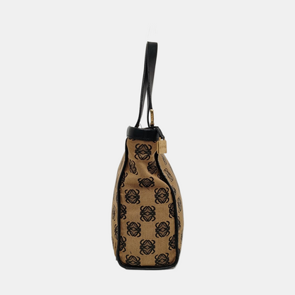 LOEWE Tote bag Brown Canvas Monogrammed Tote Bag Golden hardware-(SKU)-955759577