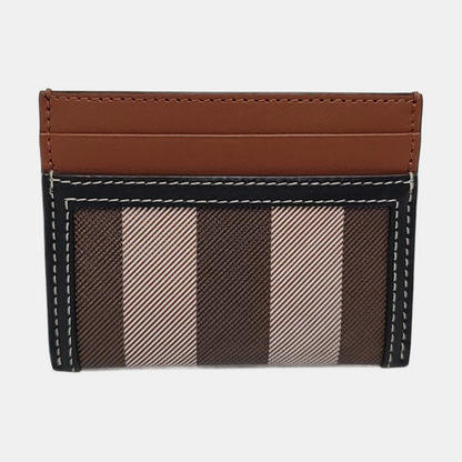 BURBERRY Brown Coated Canvas Card Holder-(SKU)-956007782