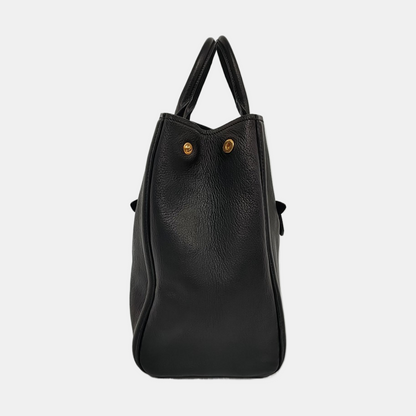 Miu Miu Tote bag Black Cowhide Textured Single Shoulder Bag Tote Golden hardware Removable shoulder strap-(SKU)-955830473