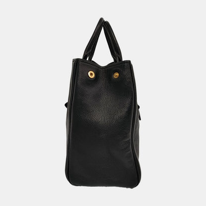 Miu Miu Tote bag Black Cowhide Textured Single Shoulder Bag Tote Golden hardware Removable shoulder strap-(SKU)-955830473